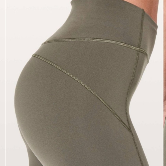 Lululemon In Movement Crop *Everlux 19" Leggings Dark Olive - Picture 2 of 5